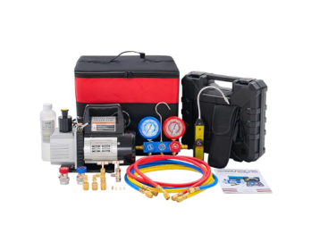 110V 1-3 4CFM Vacuum Kit With R134a Manifold Gauge & Leak Detector (Option: Black)