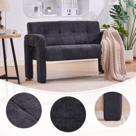 Nordic Modern Double Armchair Living Room & Bedroom Compact Upholstered Sofa Leisure Sofa Comfortable Seating With Dual Armrests Can Be Paired Wi (Option: Black)