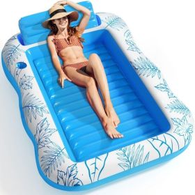 Inflatable Maple Leaf Floating Bed Swimming Ring Backrest Float Raft (Option: Blue And White-214x145cm)
