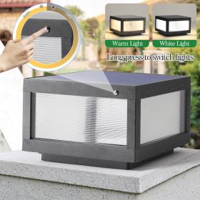 12 Black Solar Powered LED Post Cap Light, Modern Outdoor LED Fence Light For Pathways, Decks, And Patios   1-Pack (Option: Default)