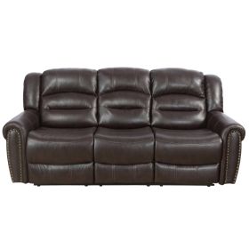 Pickup Only--Brown Semi PU Synthetic Leather 3-Piece Couch Recliner Sofa Set (Option: GS4060.S)