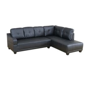 Pickup Only--Black Semi PU Synthetic Leather 3-Piece Couch Living Room Sofa Set (Option: F7301B.2PCS .C.S)