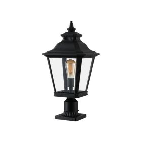 21 H 2-Pack Outdoor Post Lantern Light  Vintage Black Metal & Clear Glass Pillar Lamp For Garden, Gate, Driveway, And Pathway Lighting With Elega (Option: Default)