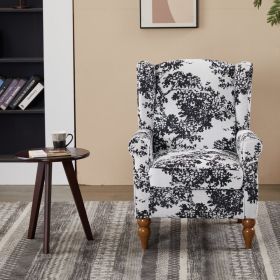 Coffee Table & Armchair Set,Vintage Luxury Style,a High-back Reading Chair  Antique White Gray &a Solid Wood Coffee Table Walnut-Tone,suitable Fo (Option: Antique White  Gray)