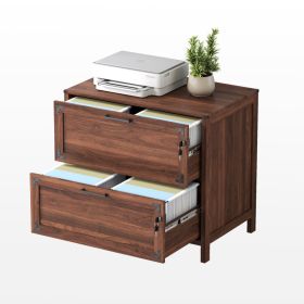2 Drawer Farmhouse File Cabinet,Filing Cabinet With Lock For Home Office (Option: Walnut)