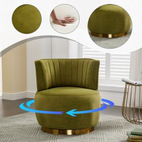 360 Degree Swivel Cuddle Barrel Accent Sofa Chairs, Round Armchairs With Wide Upholstered, Fluffy Velvet Fabric Chair For Living Room, Bedroom, O (Option: Olive)