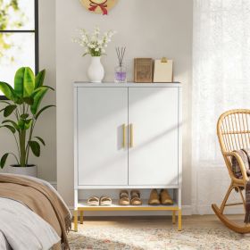 40inch Tall 2-Doors Shoes Cabinet, Metal 7-Tier Hidden Shoe Organizer,Modern Narrow Shoe Storage Cabinet With Adjustable Shelves For Entryway, Ha (Option: White)