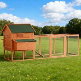 Chicken Coop Wooden Large Chicken House Deluxe Rabbit Hutch Lockable Poultry Hen Cage (Option: Wood)