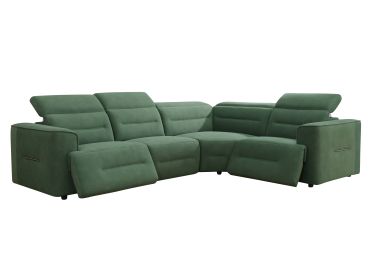 Pickup Only-Green Flannel 4-Piece Living Room Recliner Sofa Set (Option: GN55114PCS  LAC.C.W.RAC)