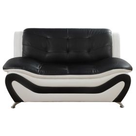 Pickup Only--Black & White Faux Leather 1 Seat Living Room Sofa (Option: F4501.L)