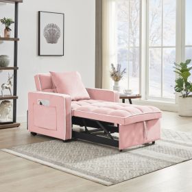 Three-in-one Sofa Bed Chair Folding Sofa Bed Adjustable Back Into A Sofa Recliner Single Bed  Modern Chair Bed Berth (Option: Pink)