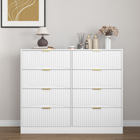 Modern 8 Drawers Dresser Chests For Bedroom,47.2 Wide Wood Chest Of Drawers With Gold Metal Handle,Drawer Organizer For Bedroom,Living Room,Hallw (Option: White)
