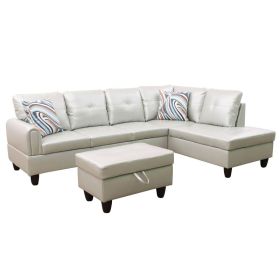 Pickup Only--Silver Green Faux Leather 3-Piece Living Room Sofa Set (Option: F09728B.3PCS.S.C.O)