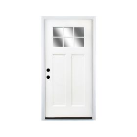 Fiberglass Entry Door, 36X 80 Door With Brickmould,6-9-16 Vinyl Frame,White Primed,Right Hand Inswing, Front Entry Knock-Down Door, 2-Panel Craft (Option: White)