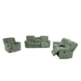 Pickup Only-Green Stripe Fabric Living Room Recliner Intelligent 3-Piece Sofa Set (Option: GS51233PCS C.L.S)