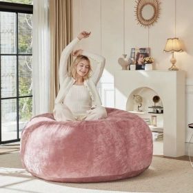 6FT Bean Bag Chair, Memory Foam Filling, Adult And Teen Bean Bag Chair, Soft Sofa With Removable Flannel Cover, Round Sofa For Living Room, Bedro (Option: Pink)