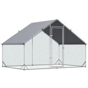 Metal Chicken Coop Run With Cover, Walk-In Outdoor Poultry Pen For Rabbits, Ducks, Large Hen House For Yard, 10' X 6.5' X 6.5', Silver (Option: Silver)