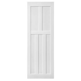 CRAZY ELF 28 X 84 Five Panel Real Primed Door Slab, DIY Panel Door, Modern Interior Barn Door, Moisture-proof, Anti-deformation, Pre-Drilled Read (Option: Default)