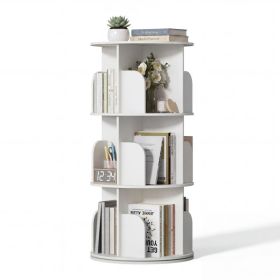 360 Degree Rotating Book Tower, Revolving Round Shelf Carousel, Vertical Spiral Corner Bookshelf (Option: 3 floors  White)
