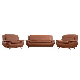 Pickup Only--Bright Bronze Faux Leather 3-Piece Couch Living Room Sofa (Option: F4603C L.S)