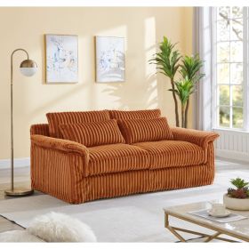 74 Cloud Corduroy Loveseat Sofa, Modern Comfy Couches, 2-Seater Sofa Couch For Living Room, Bedroom And Small Spaces,Orange (Option: Orange)