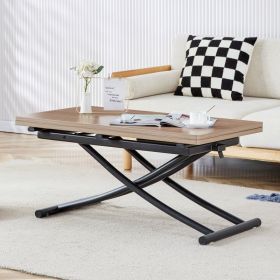 Modern Minimalist Multifunctional Lifting Table, With A 0.8-inch Wood Grain Process Sticker Desktop And Black Metal Legs, Can Be Used As A Dressi (Option: Natural Wood Wash)