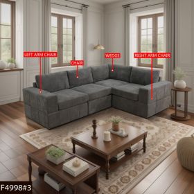 Pickup Only-Grey Pineapple Fabric 4-Piece Living Room Sofa Set (Option: F4998   4PCS)