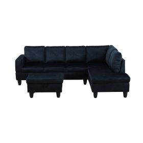 Pickup Only--Midnight Blue Microfiber 3-Piece Living Room Sofa Set (Option: F09813B3PCS  S.C.O)