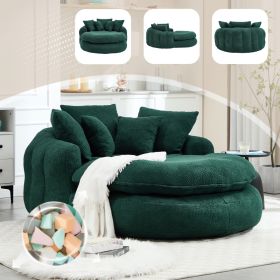Oversized Oval Upholstered Bean Bag Sofa, Lazy Sofa With 3 Large Pillows And 2 Small Pillows, Wrap Around Backrest For Adults, Chenille Fabric La (Option: Emerald)
