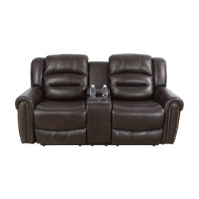 Pickup Only--Brown Semi PU Synthetic Leather 3-Piece Couch Recliner Sofa Set (Option: GS4060.L)