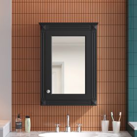 20 Wall Mounted Bathroom Storage Cabinet With Mirror, Medicine Cabinet With Height Adjustable Shelf, Over The Toilet Space Saver Cabinet (Option: Black)