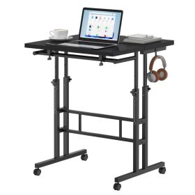 Separate-top Rotating Standing Desk, Manually Adjustable-height Wheeled Mobile Worktable, Sit-stand Dual-purpose Office Desk (Option: Black)