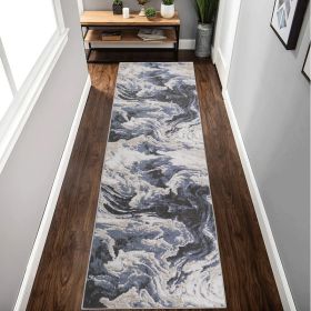 PAYAS C Ollection 2X8 L.Blue  Abstract Runner Rug (Option: Light Blue)