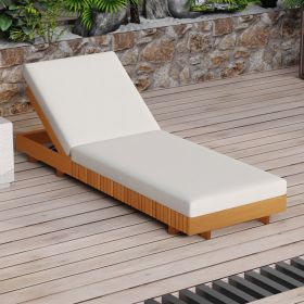 LOUNGE CHAISE SET, ACACIA SOLID WOOD WITH LOUNGE CUSHION  Cream  - Matching Dark Grey Version Available (Option: Cream)