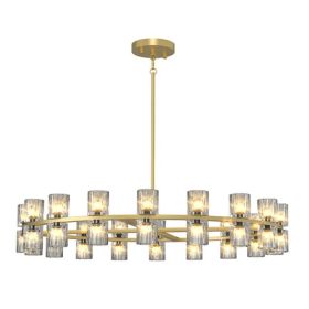 Modern 36in Gold Round Chandelier Light Fixture, K9 Crystal Chandeliers For Dining Room, Living Room, Dining Room Chandeliers Over Table, Chandel (Option: Default)
