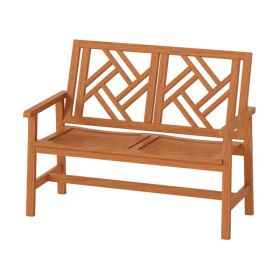 Outdoor Bench Wood 2-Person Patio Loveseat Chair With Geometric Backrest For Up To 660 Lbs For Porch, Backyard, Patio, Etc (Option: Natural)