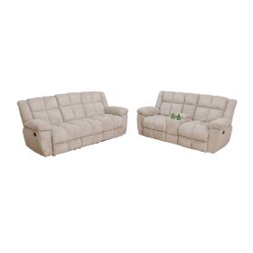 Pickup Only-Off-White Stripe Fabric Living Room Intelligent Recliner 3-Piece Sofa Set (Option: GS51242PCS  L.S)