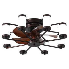 22-inch Modern Ceiling Fan With LED Light - 5-Blade Fan And Cylindrical Light Fixtures For Bedroom, Living Room, And Home Decor (Option: Default)