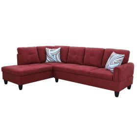 Pickup Only--Red Fluffy Fabric 3-Piece Living Room Sofa Set (Option: F09704A.2PCS  .C.S)
