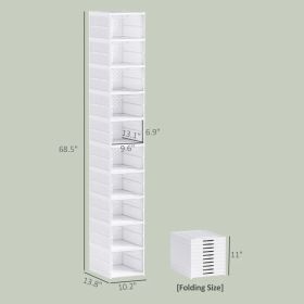 Stackable Plastic Shoe Boxes, 10 Pack Foldable Shoe Storage Boxes With Clear Door, No Assembly, Fit Size 10, White (Option: White)