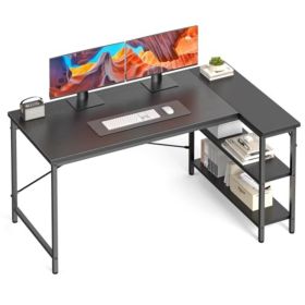 L-shaped Office Desk, 39-inch Computer Desk, Writing Work Desk With Reversible Storage Rack (Option: Black 47in)