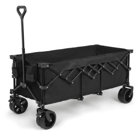 300L Folding Wagon Cart With 440lb Capacity, Big 7  All-Terrain Wheels & Drink Holders (Option: Black)