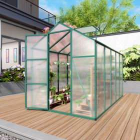 Newly Marketed Gain Height Windproofaluminum Greenhouse 6x10 FT Polycarbonate Greenhouse Raised Base And Anchor Aluminum Heavy Duty Walk-in Green (Option: Green)
