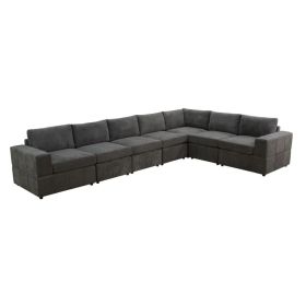 Pickup Only--Grey Pineapple Fabric 8-Piece Living Room Sofa Set (Option: LAC.RAC.W.Cx4)