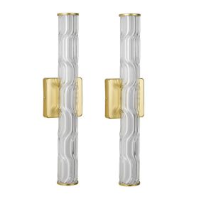 19.7in Gold Bathroom Wall Sconce Set Of 2, Modern Single Sconce Wall Lighting, Upgrated K9 Crystal Bronze Wall Light, Bedroom Vanity Sconce, Wall (Option: Default)