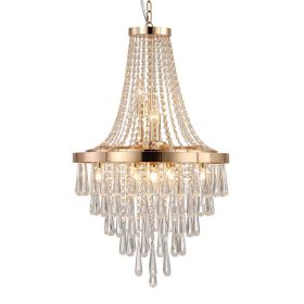 20  Modern Crystal Pendant Chandelier With Golden Finish -Elegant 11-Light Hanging Light Fixture Tiered Design For Dining Room, Living Room, Or E (Option: Default)
