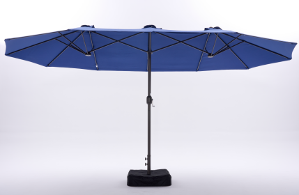 15-foot Three-head Patio Shade Umbrella, Covering An Area Of 135 Square Feet, With UV50  And Waterproof Canopy, Including Base And Sandbags (Option: Navy)