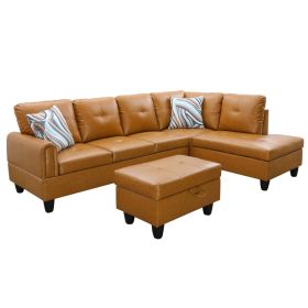 Pickup Only--Ginger Faux Leather 3-Piece Living Room Sofa Set (Option: F09726B3PCS  S.C.O)