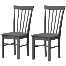 Wooden Dining Chairs Set of 2, Farmhouse Upholstered Kitchen Chairs with Rubber Wood Frame, Black and Gray (Option: Black, Gray-1035x500x265 mm)