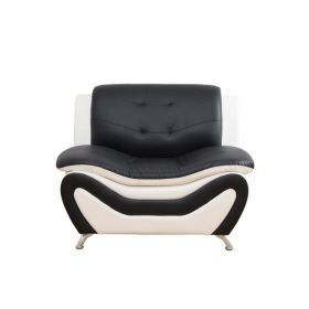 Pickup Only--Black & White Faux Leather 1 Seat Living Room Sofa (Option: F4501C)
